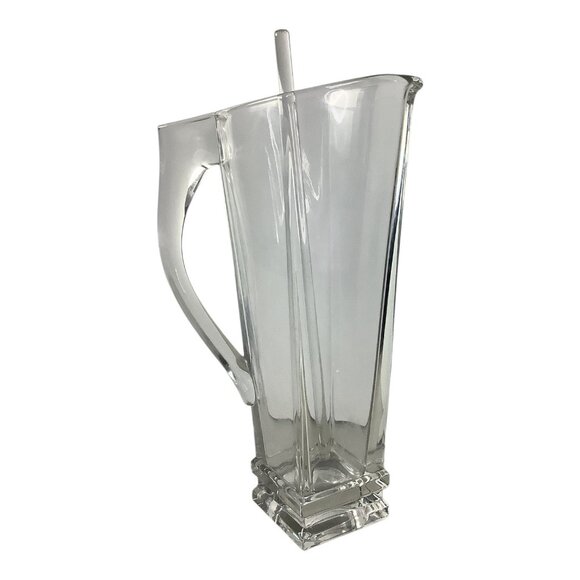 Crystal Martini Pitcher Quattro Design With Stirrer 11.5" Tall Elegant - Picture 1 of 8